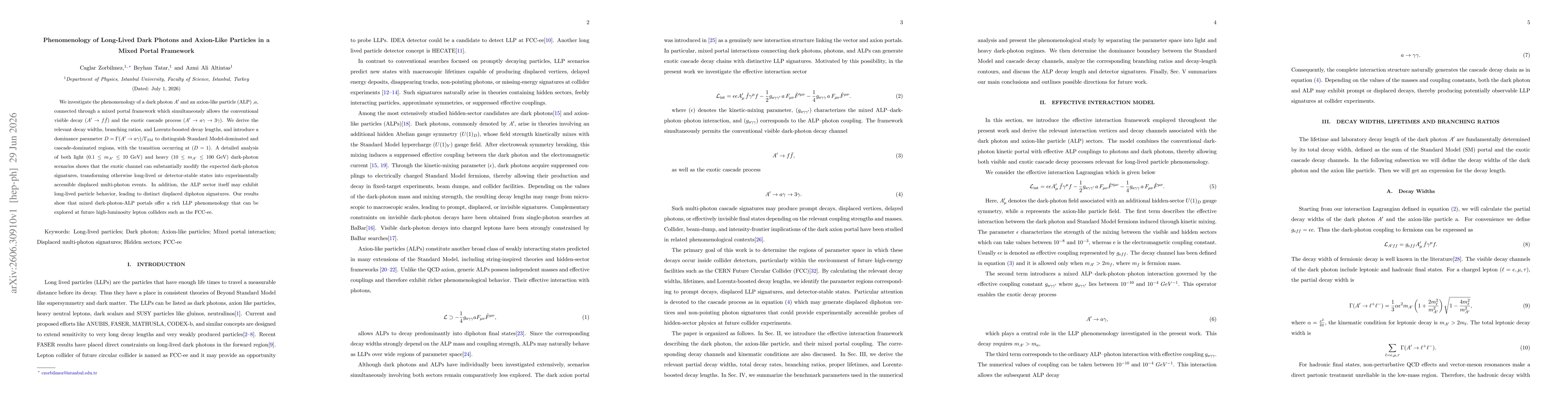 Thumbnail for Phenomenology of Long-Lived Dark Photons and Axion-Like Particles in a Mixed Portal Framework