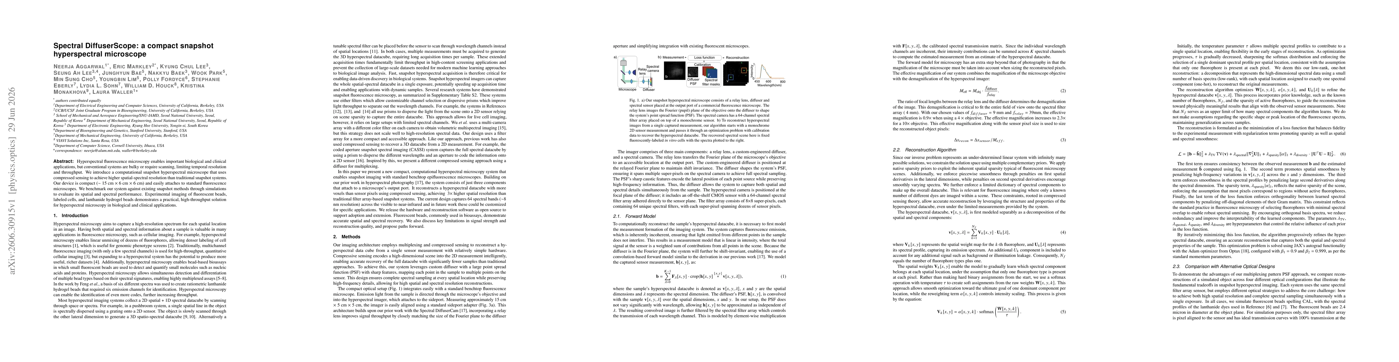 Thumbnail for Spectral DiffuserScope: a compact snapshot hyperspectral microscope
