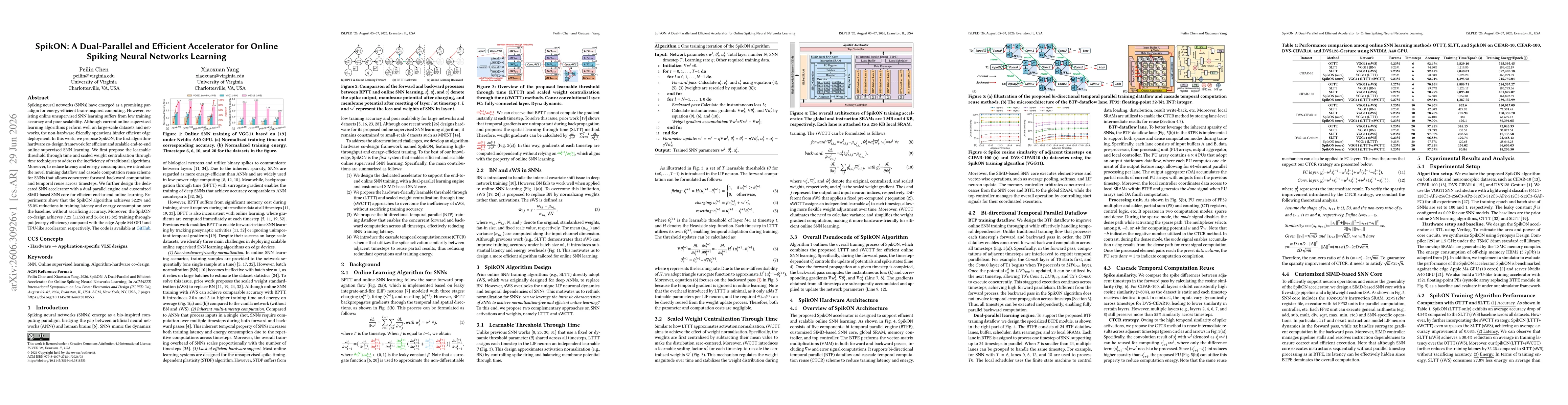 Thumbnail for SpikON: A Dual-Parallel and Efficient Accelerator for Online Spiking Neural Networks Learning
