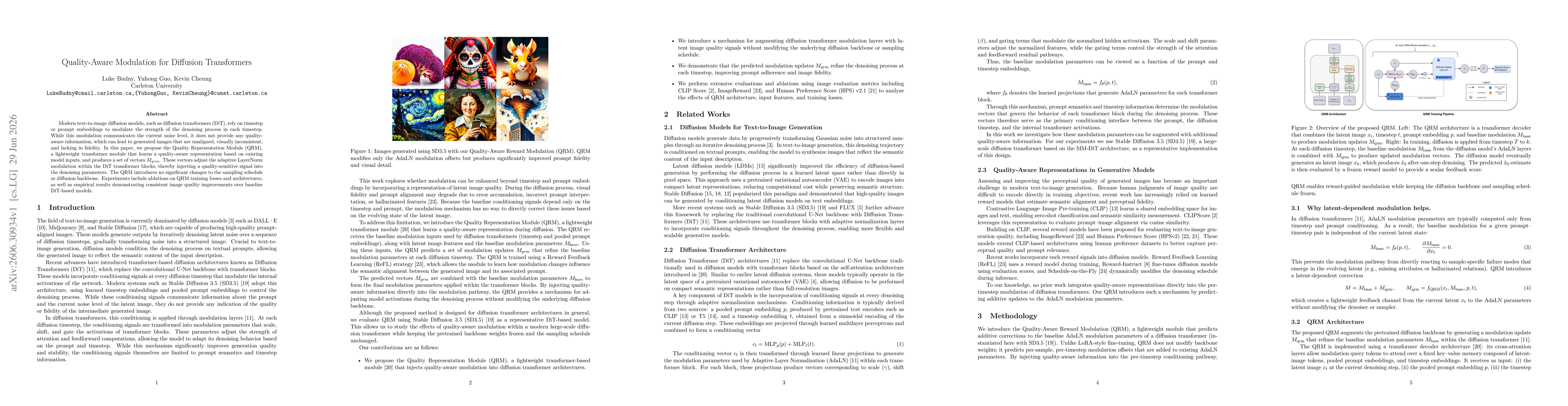 Thumbnail for Quality-Aware Modulation for Diffusion Transformers