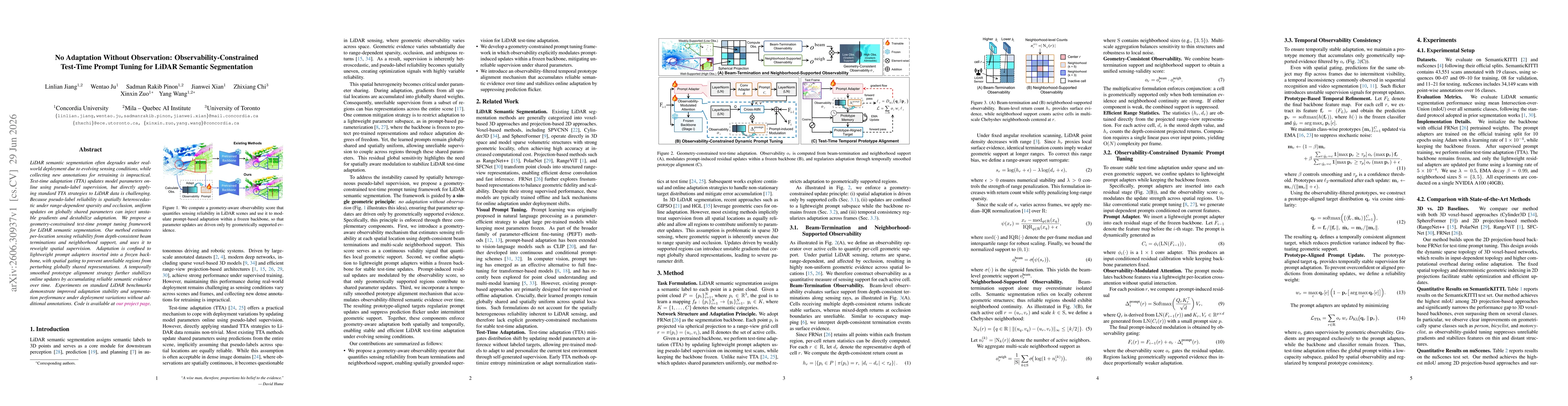 Thumbnail for No Adaptation Without Observation: Observability-Constrained Test-Time Prompt Tuning for LiDAR Semantic Segmentation