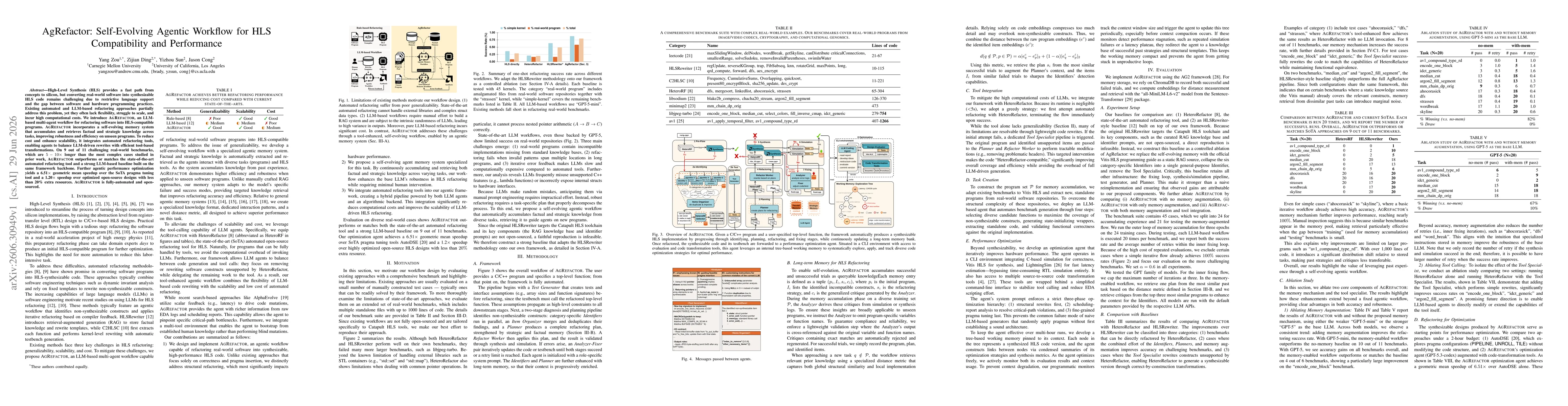 Thumbnail for AgRefactor: Self-Evolving Agentic Workflow for HLS Compatibility and Performance