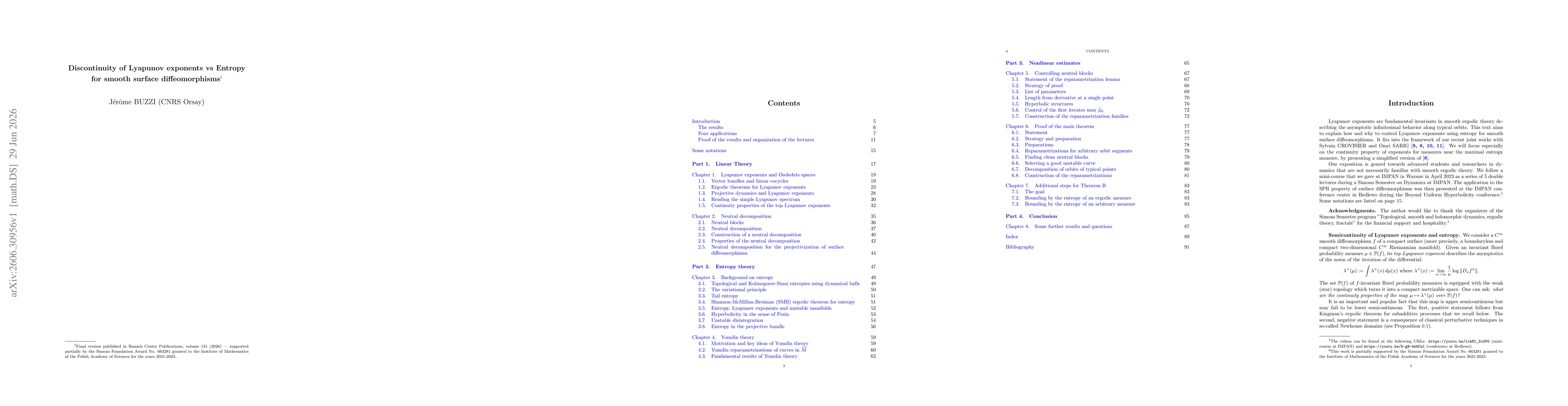 Thumbnail for Discontinuity of Lyapunov exponents vs Entropy for smooth surface diffeomorphisms
