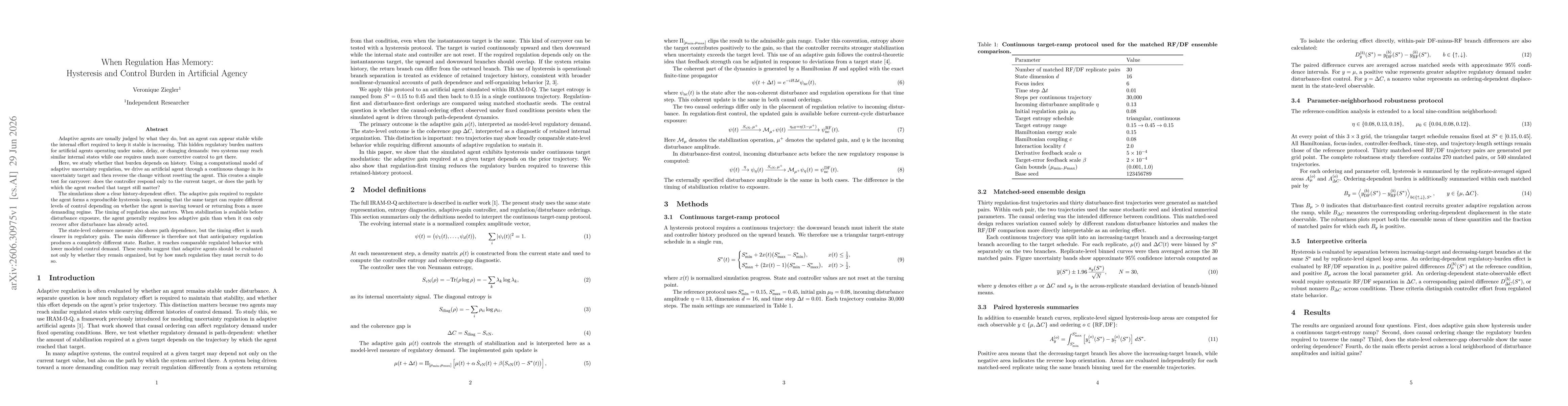 Thumbnail for When Regulation Has Memory: Hysteresis and Control Burden in Artificial Agency