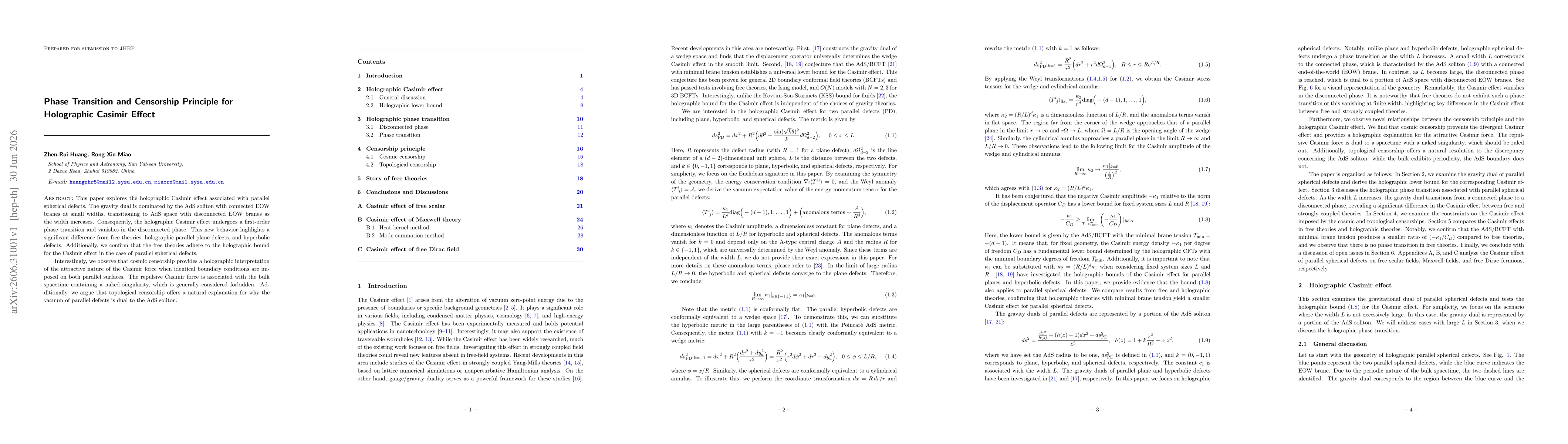Thumbnail for Phase Transition and Censorship Principle for Holographic Casimir Effect