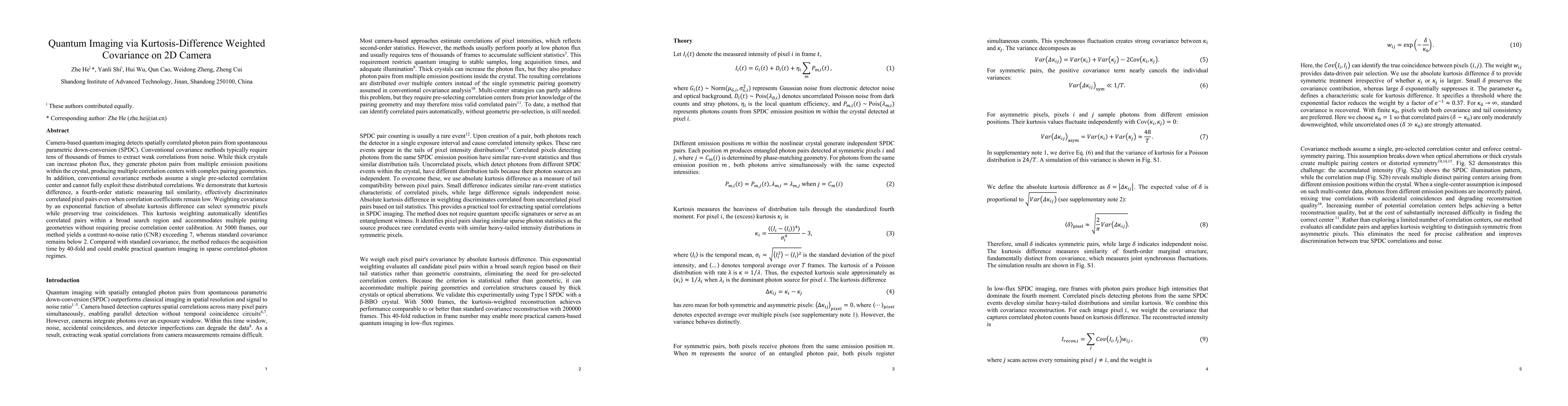 Thumbnail for Quantum Imaging via Kurtosis-Difference Weighted Covariance on 2D Camera
