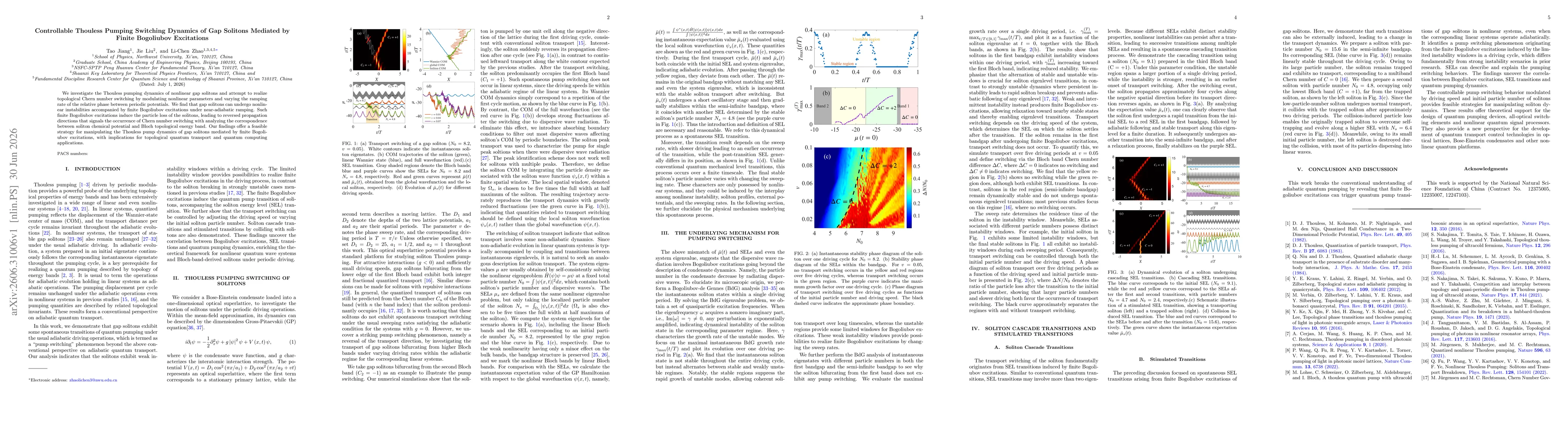 Thumbnail for Controllable Thouless Pumping Switching Dynamics of Gap Solitons Mediated by Finite Bogoliubov Excitations