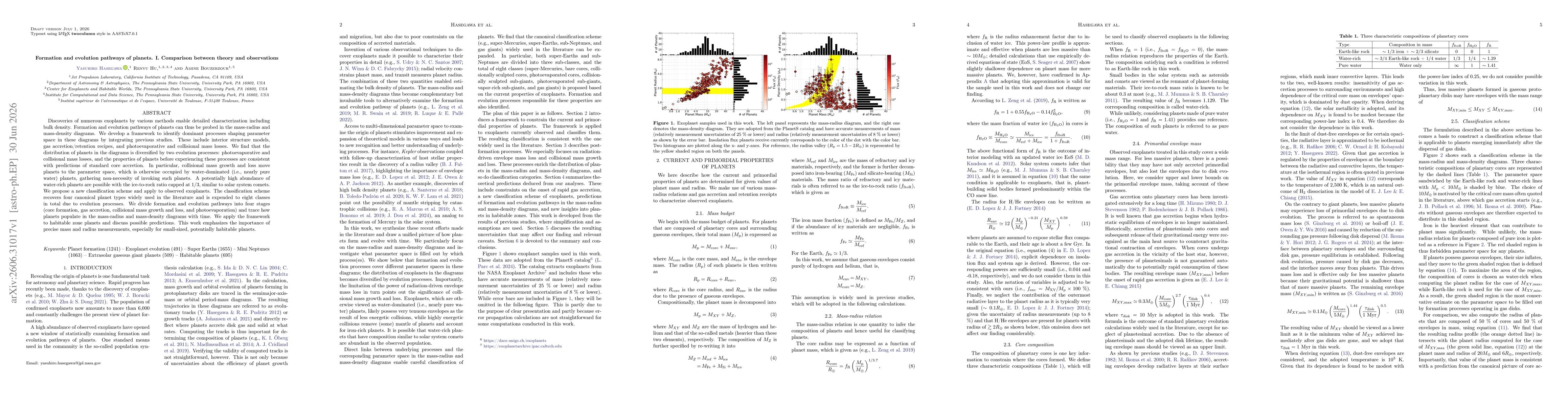 Thumbnail for Formation and evolution pathways of planets. I. Comparison between theory and observations