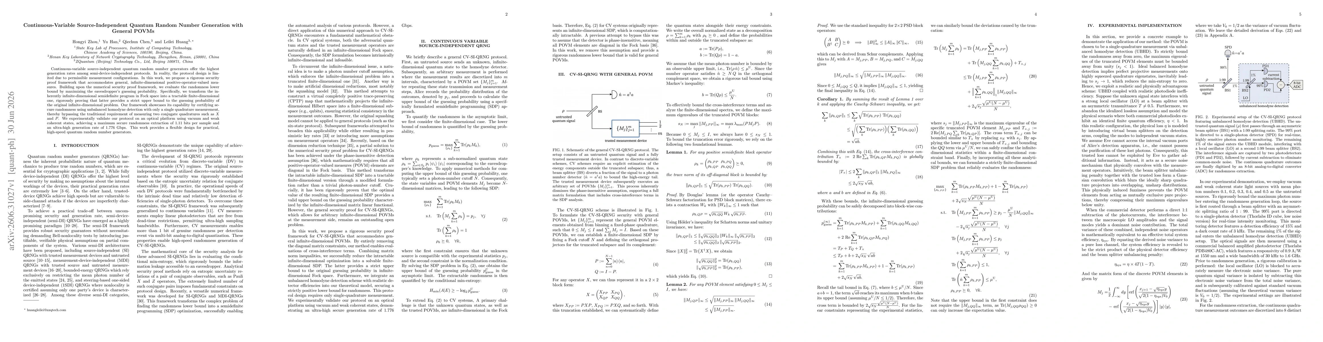 Thumbnail for Continuous-Variable Source-Independent Quantum Random Number Generation with General POVMs
