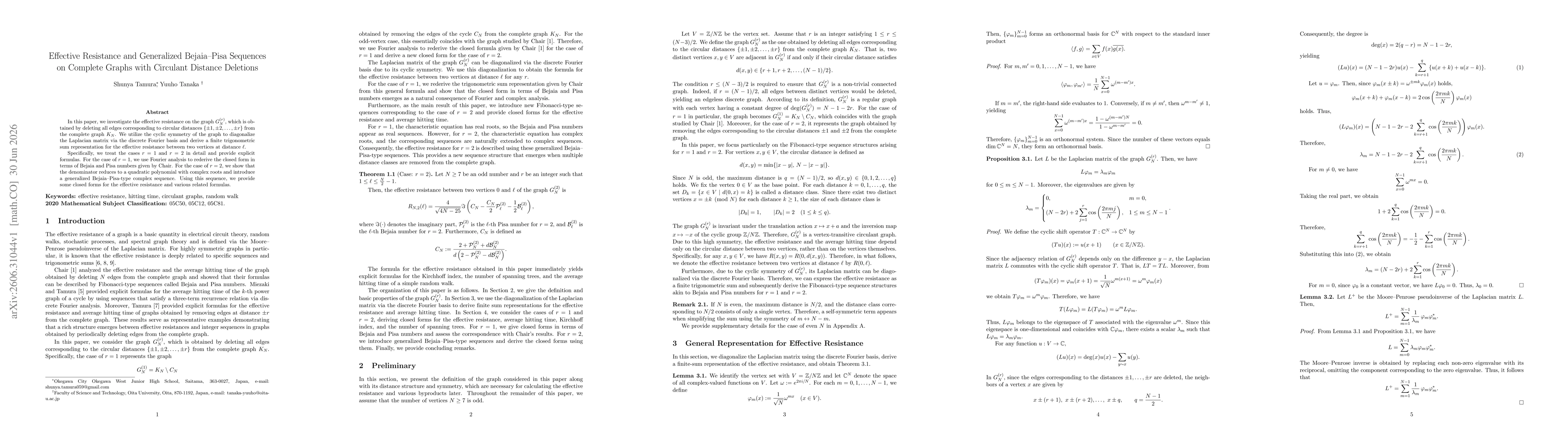 Thumbnail for Effective Resistance and Generalized Bejaia-Pisa Sequences on Complete Graphs with Circulant Distance Deletions