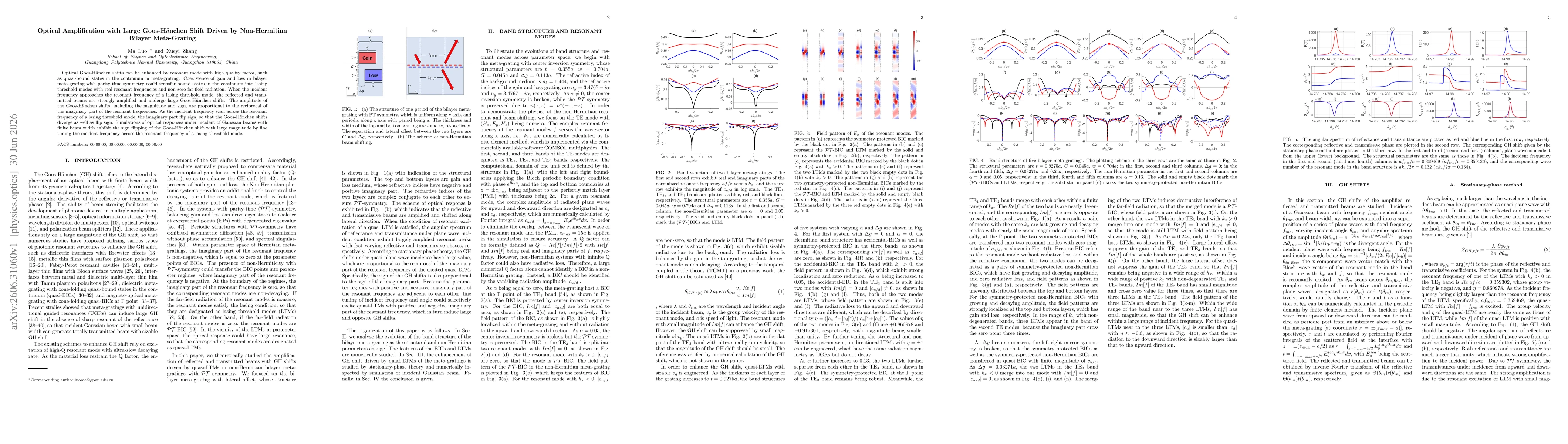 Thumbnail for Optical Amplification with Large Goos-H$\ddot{a}$nchen Shift Driven by Non-Hermitian Bilayer Meta-Grating