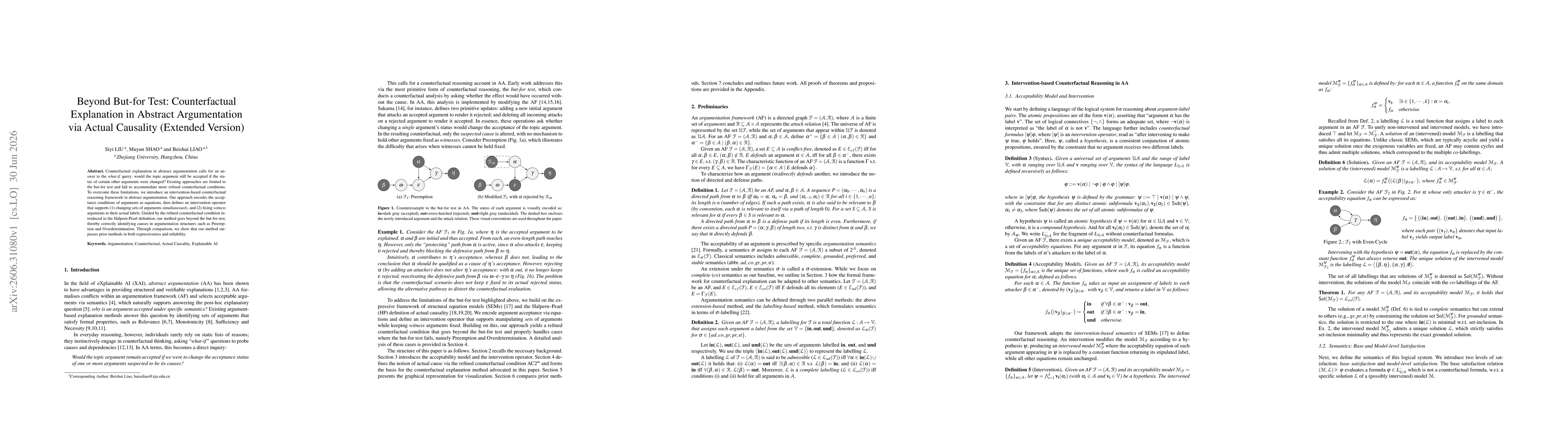 Thumbnail for Beyond But-for Test: Counterfactual Explanation in Abstract Argumentation via Actual Causality (Extended Version)