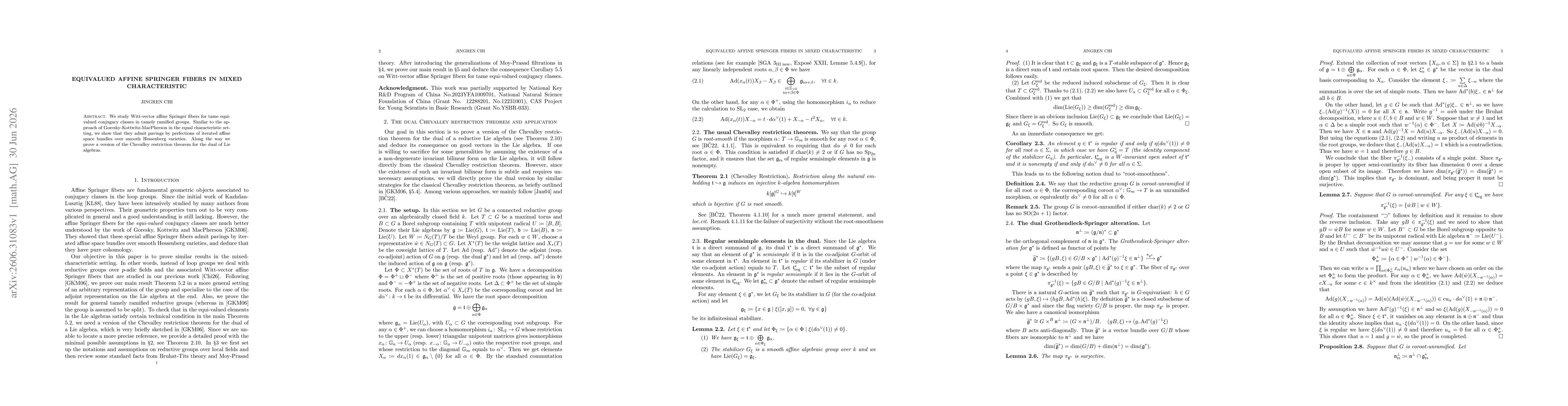 Thumbnail for Equivalued affine springer fibers in mixed characteristic