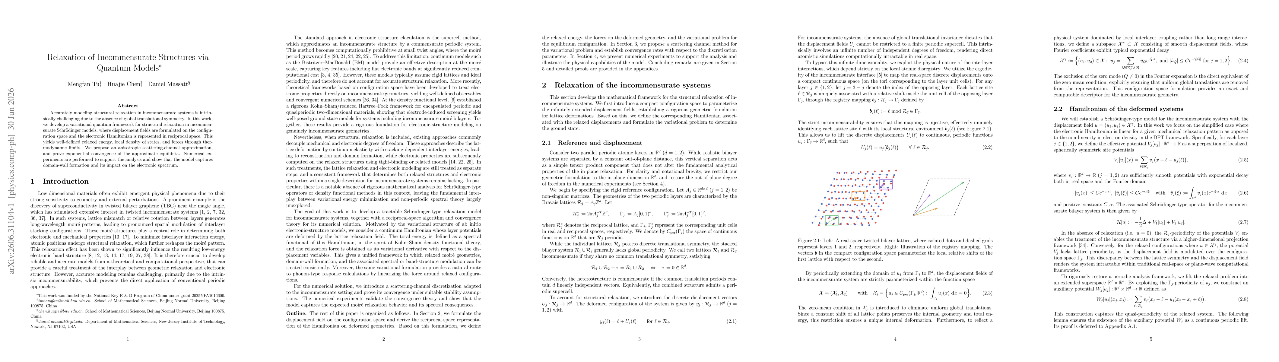 Thumbnail for Relaxation of Incommensurate Structures via Quantum Models