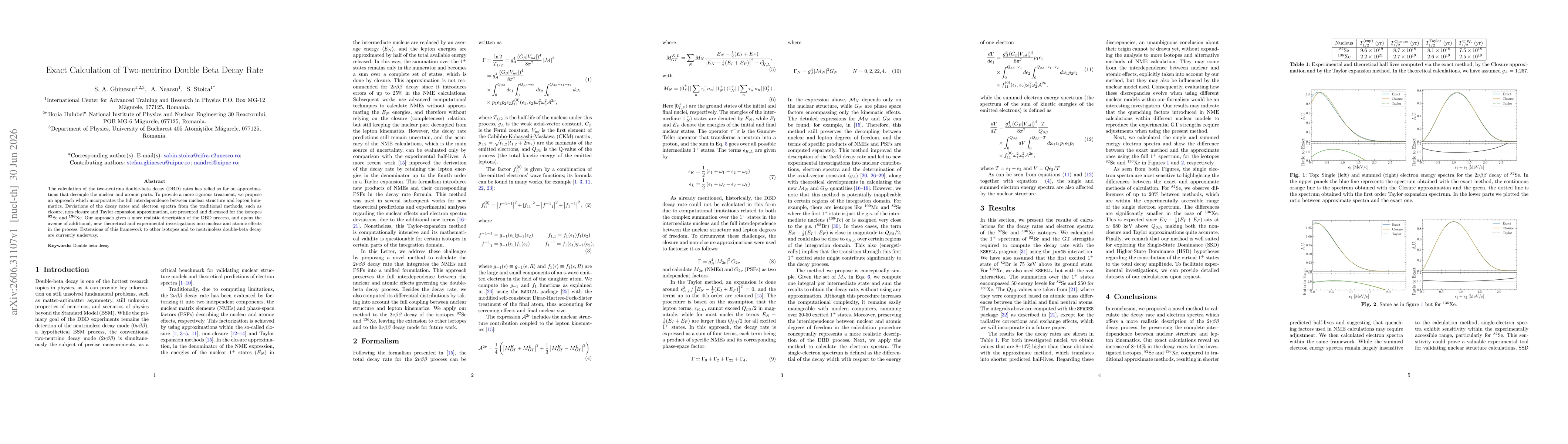 Thumbnail for Exact Calculation of Two-neutrino Double Beta Decay Rate