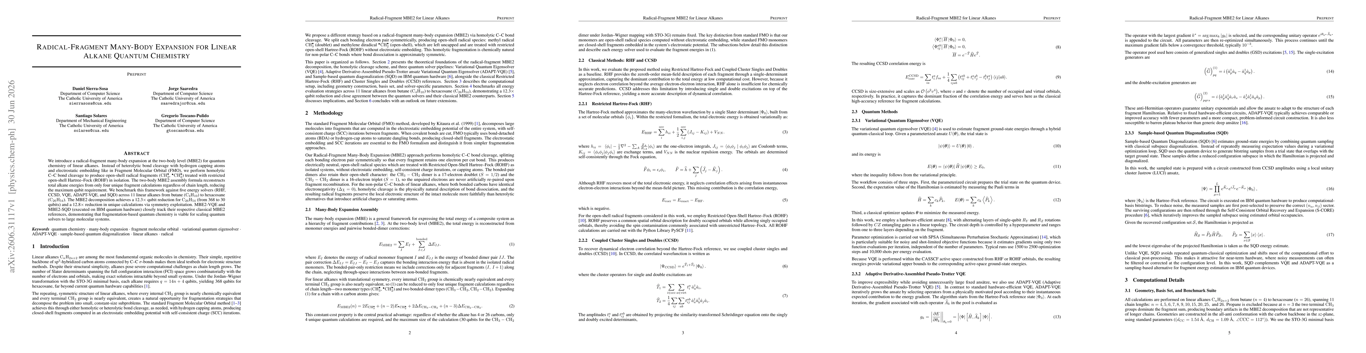 Thumbnail for Radical-Fragment Many-Body Expansion for Linear Alkane Quantum Chemistry