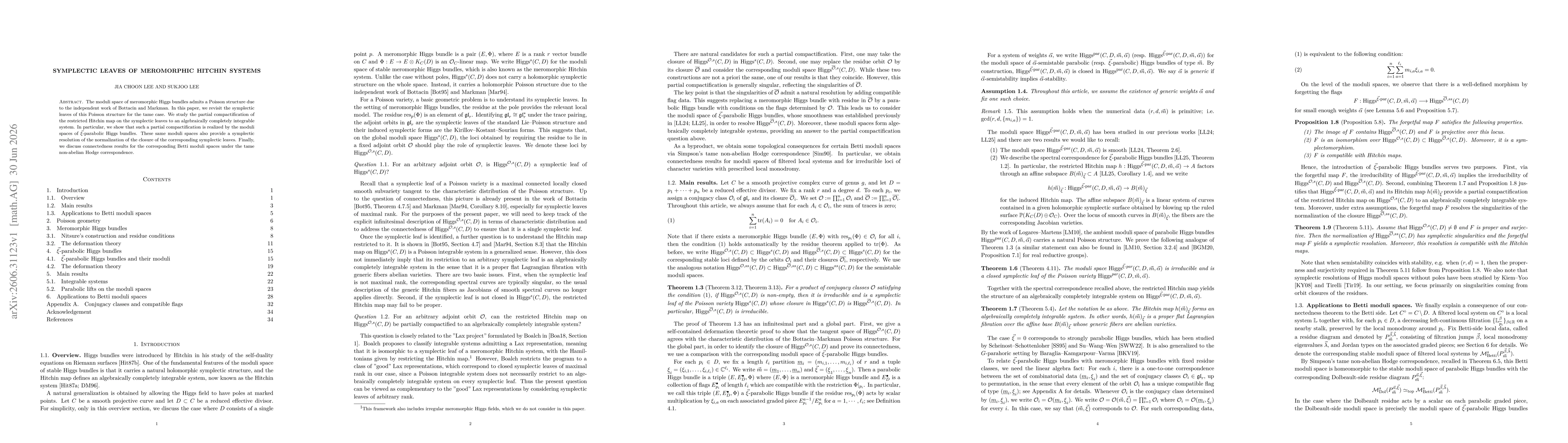 Thumbnail for Symplectic leaves of meromorphic Hitchin systems