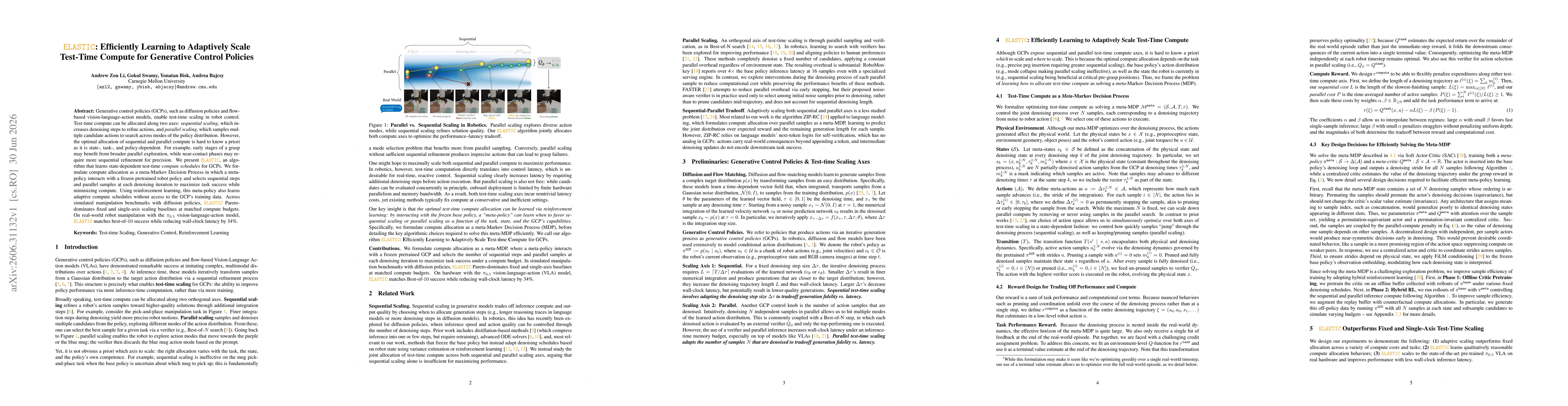 Thumbnail for ELASTIC: Efficiently Learning to Adaptively Scale Test-Time Compute for Generative Control Policies