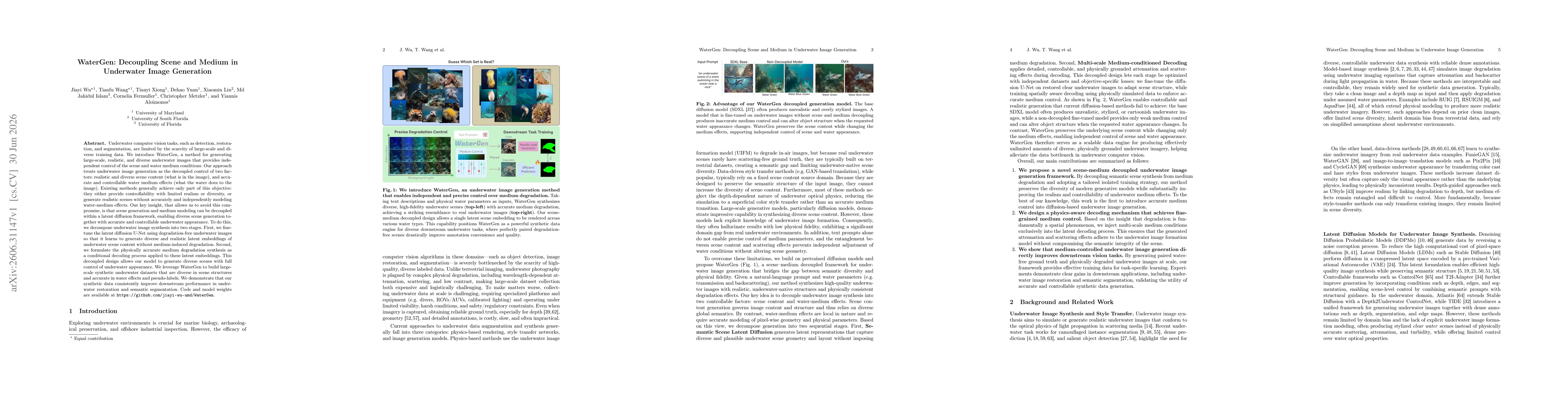Thumbnail for WaterGen: Decoupling Scene and Medium in Underwater Image Generation