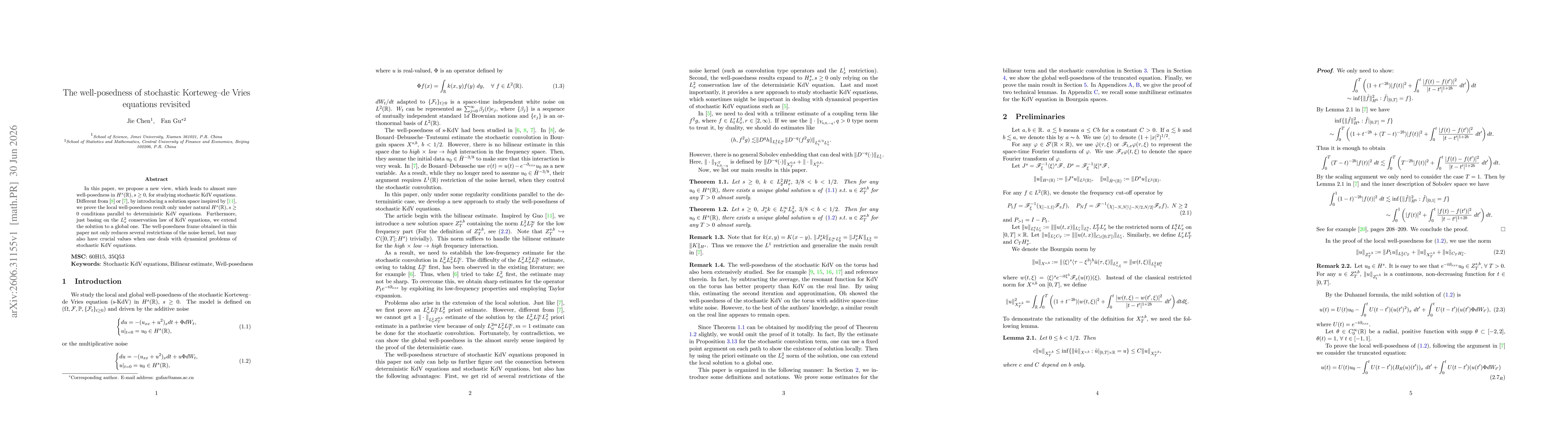 Thumbnail for The well-posedness of stochastic Korteweg--de Vries equations revisited