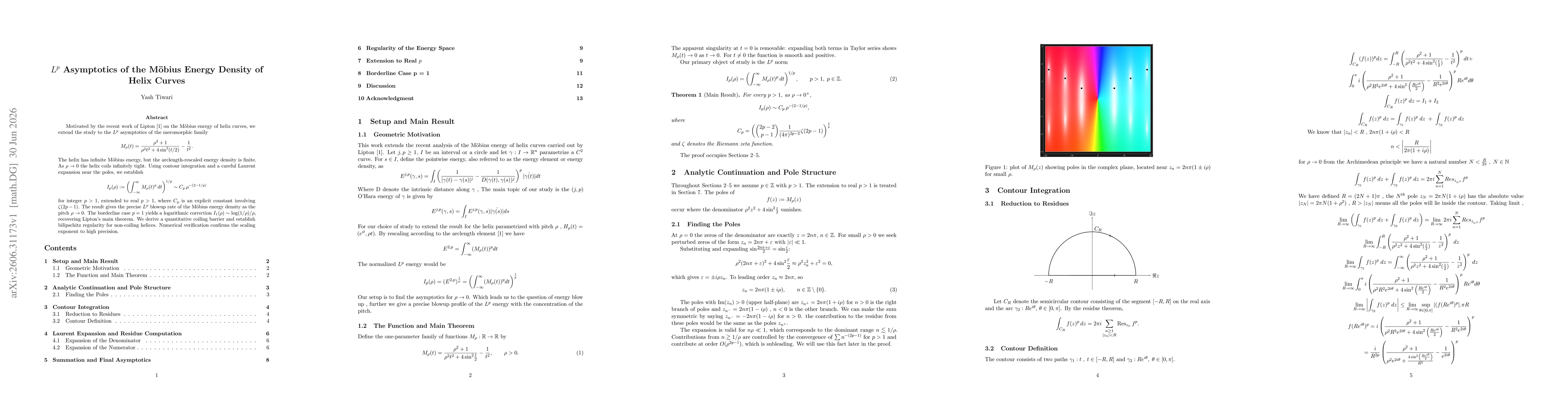 Thumbnail for $L^p$ Asymptotics of the Möbius Energy Density of Helix Curves