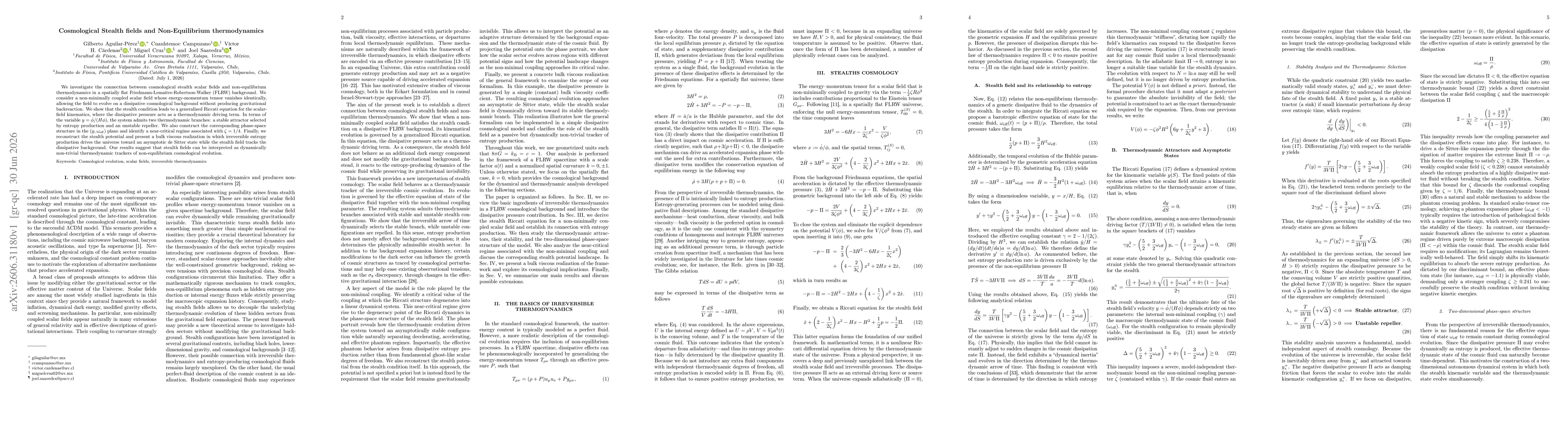 Thumbnail for Cosmological Stealth fields and Non-Equilibrium thermodynamics