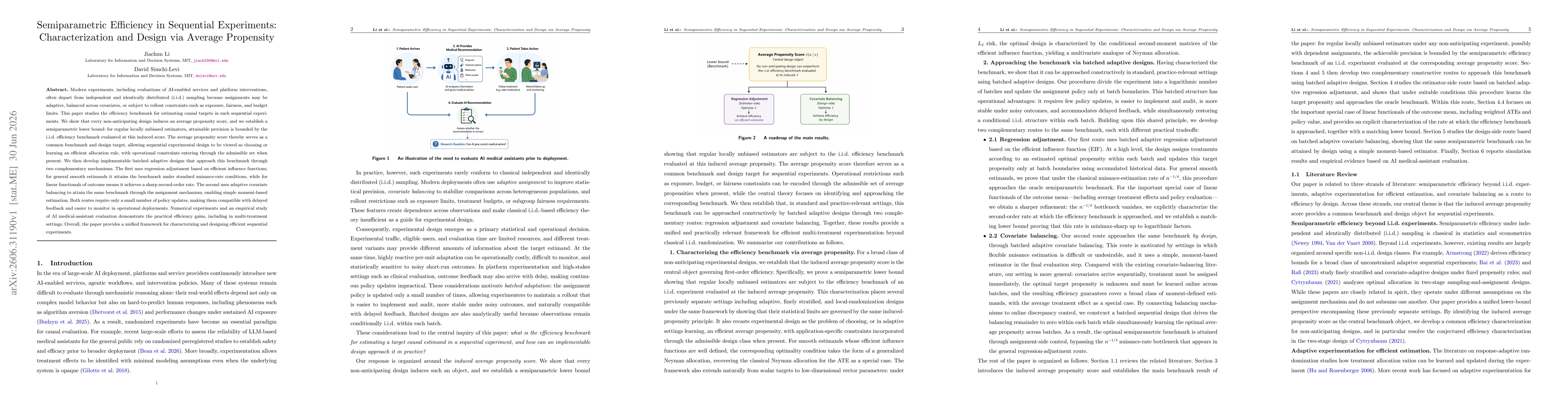 Thumbnail for Semiparametric Efficiency in Sequential Experiments: Characterization and Design via Average Propensity