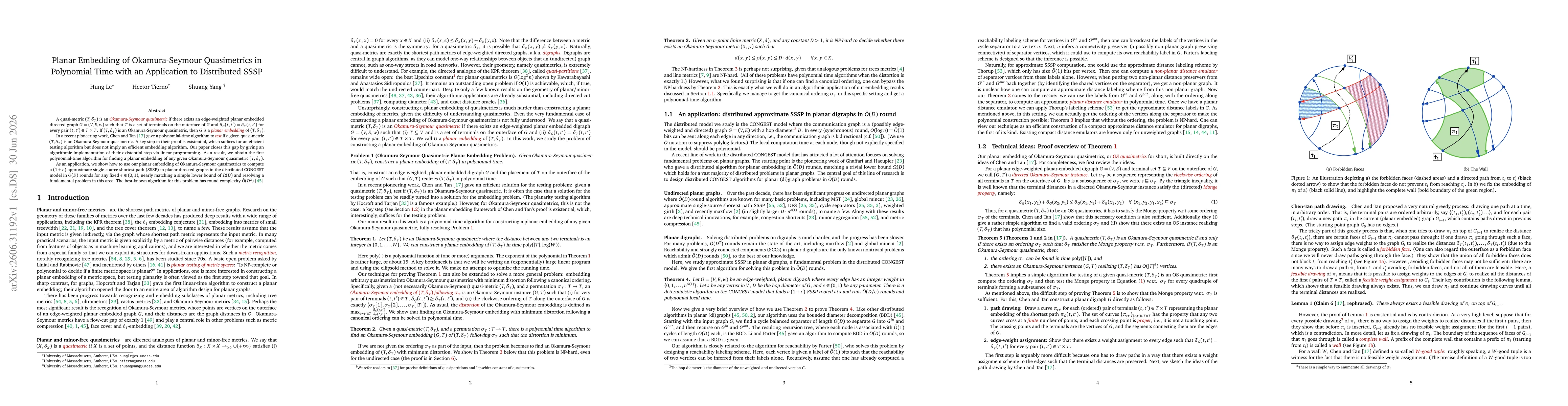 Thumbnail for Planar Embedding of Okamura-Seymour Quasimetrics in Polynomial Time with an Application to Distributed SSSP