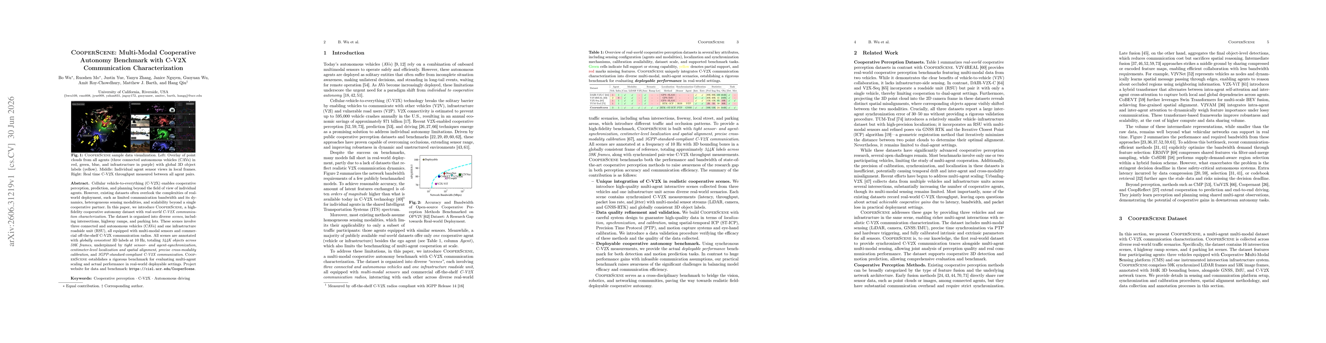 Thumbnail for CooperScene: Multi-Modal Cooperative Autonomy Benchmark with C-V2X Communication Characterization