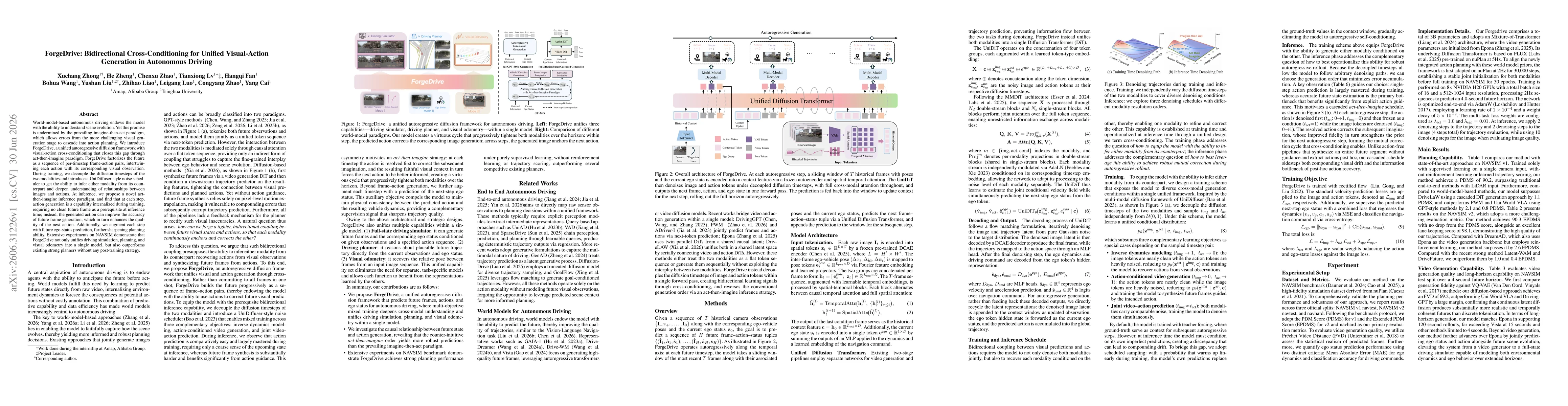 Thumbnail for ForgeDrive: Bidirectional Cross-Conditioning for Unified Visual-Action Generation in Autonomous Driving
