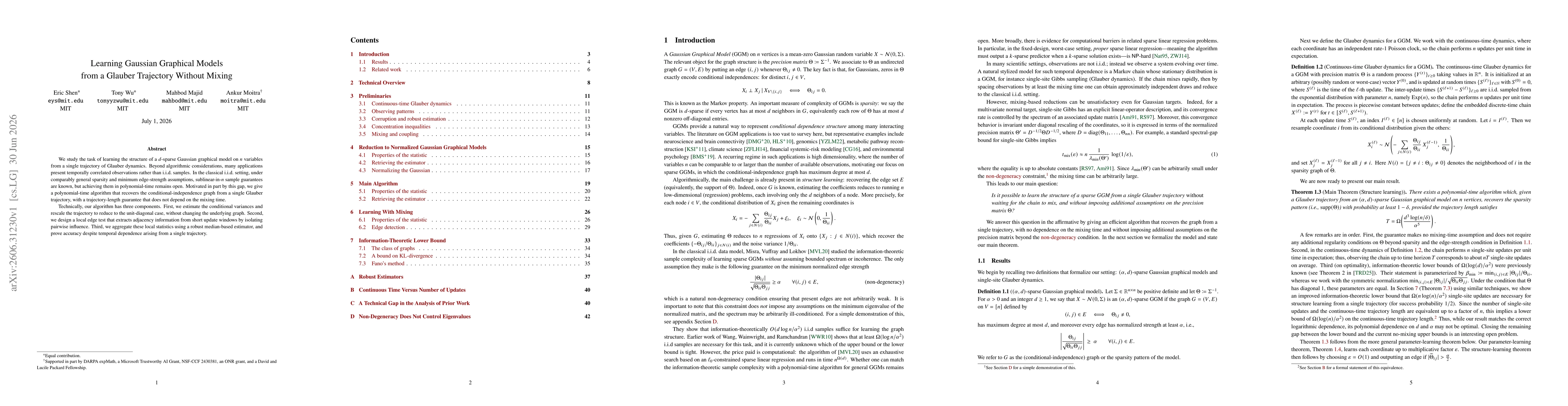 Thumbnail for Learning Gaussian Graphical Models from a Glauber Trajectory Without Mixing