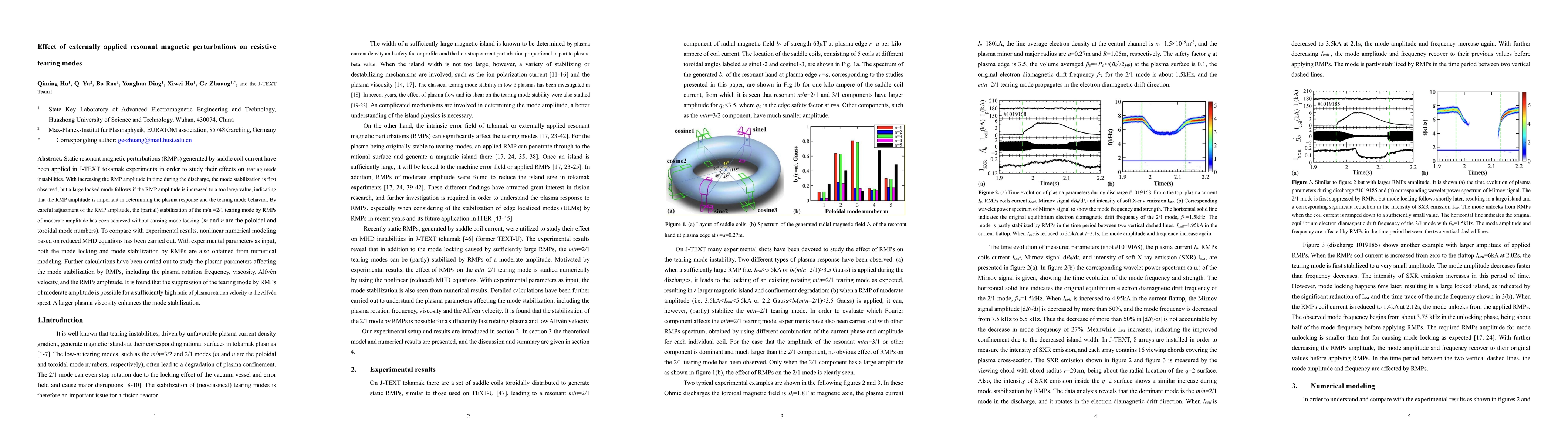 Thumbnail for Effect of externally applied resonant magnetic perturbations on resistive tearing modes
