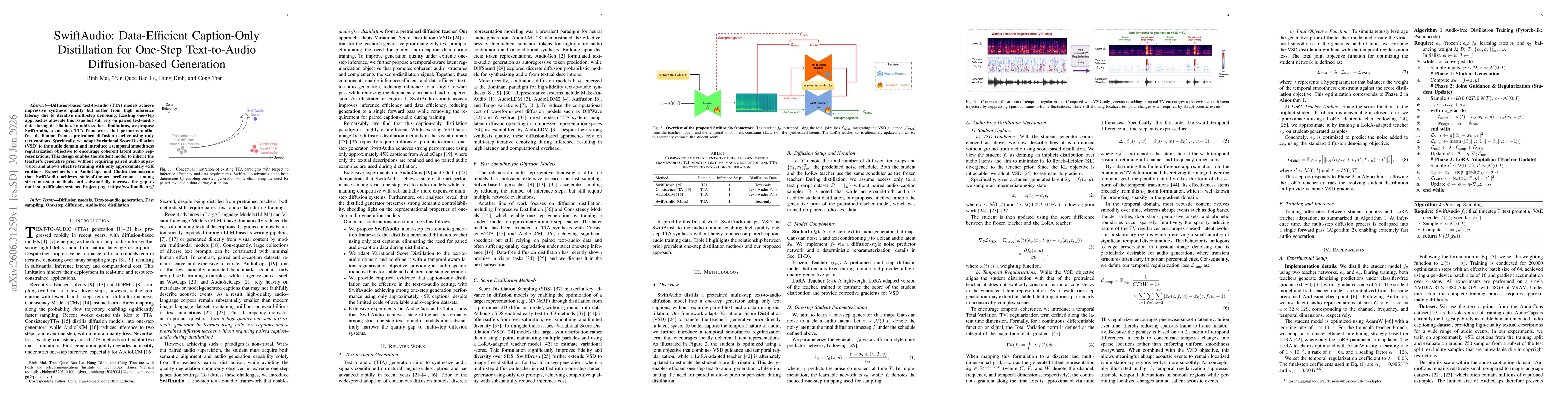 Thumbnail for SwiftAudio: Data-Efficient Caption-Only Distillation for One-Step Text-to-Audio Diffusion-based Generation