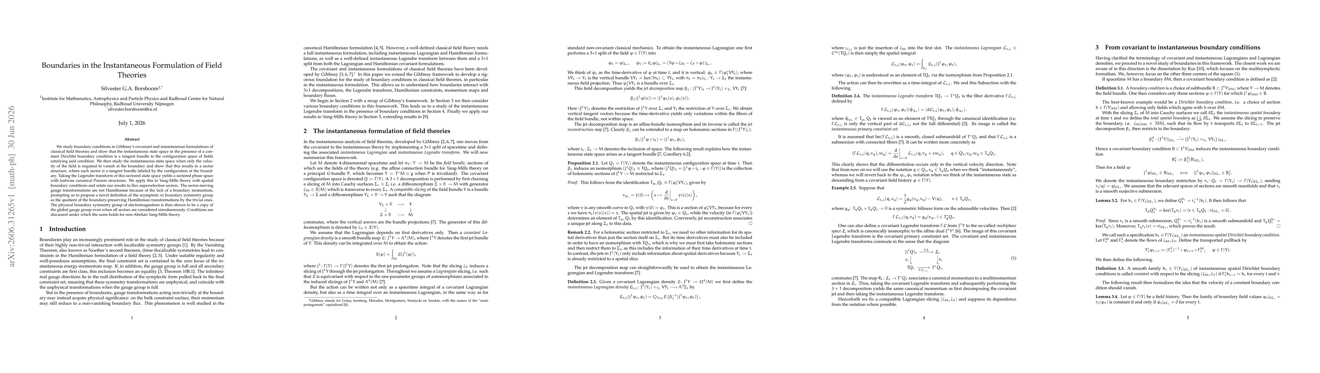 Thumbnail for Boundaries in the Instantaneous Formulation of Field Theories