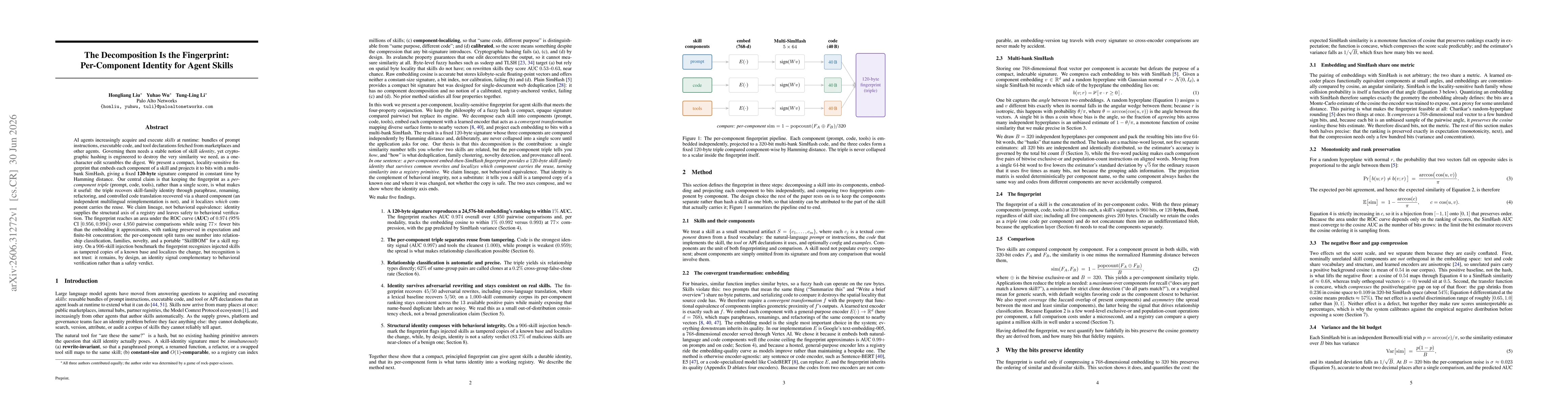 Thumbnail for The Decomposition Is the Fingerprint: Per-Component Identity for Agent Skills