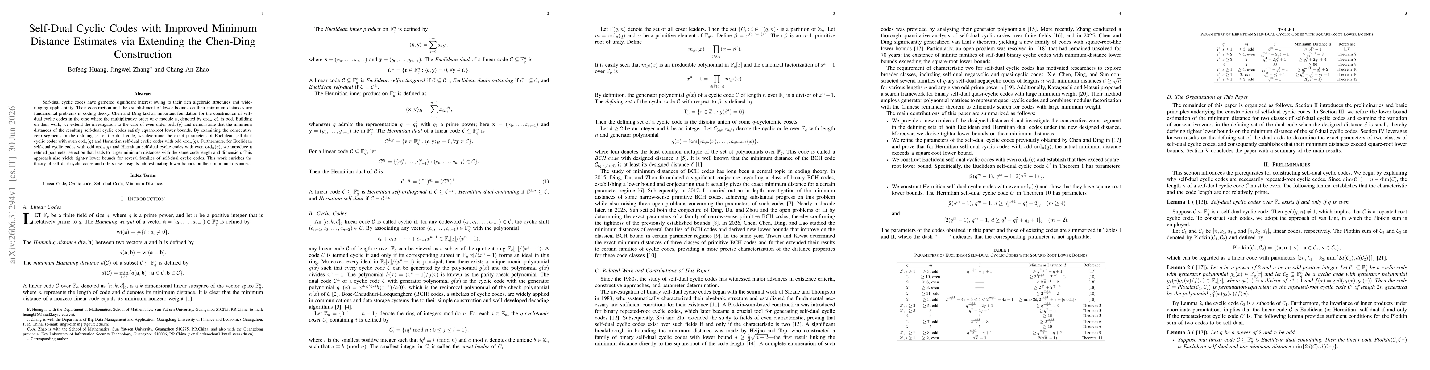 Thumbnail for Self-Dual Cyclic Codes with Improved Minimum Distance Estimates via Extending the Chen-Ding Construction