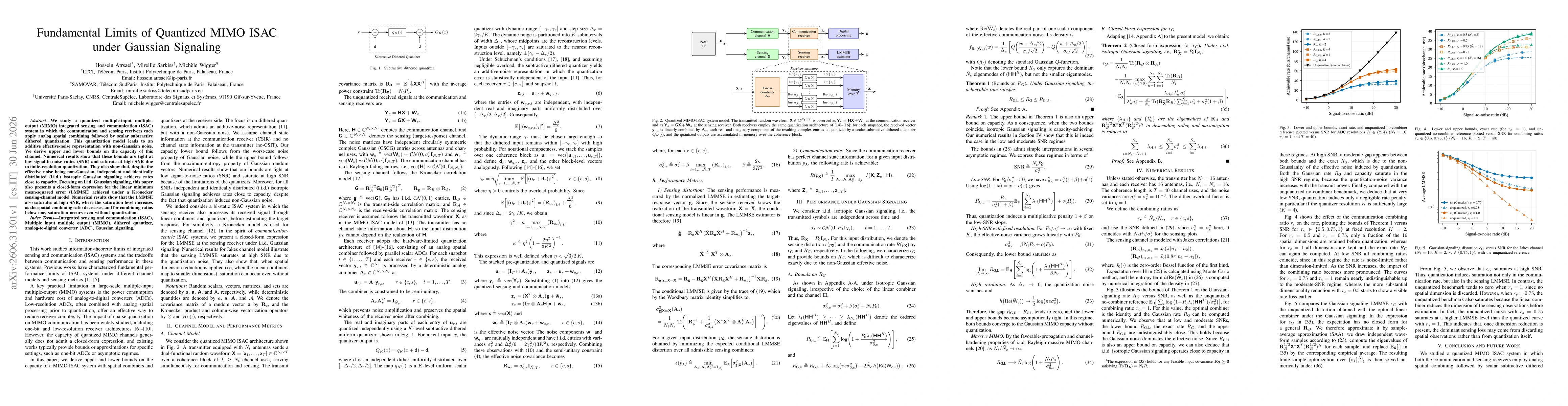 Thumbnail for Fundamental Limits of Quantized MIMO ISAC under Gaussian Signaling