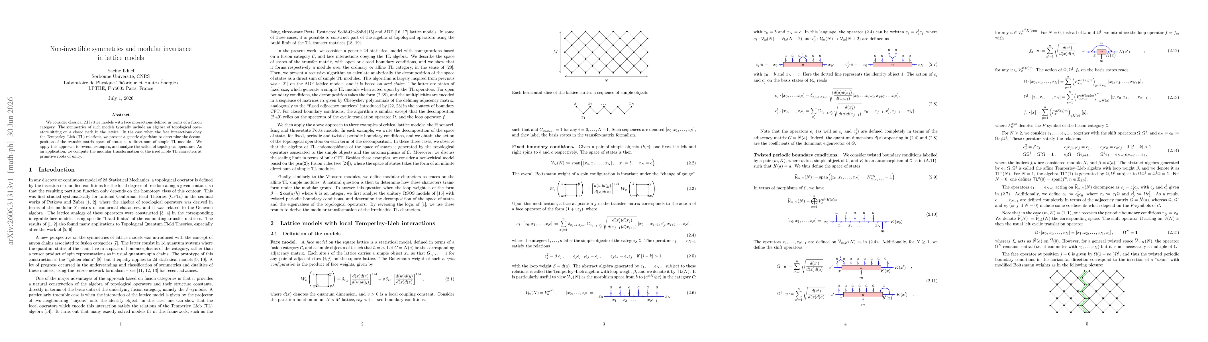 Thumbnail for Non-invertible symmetries and modular invariance in lattice models
