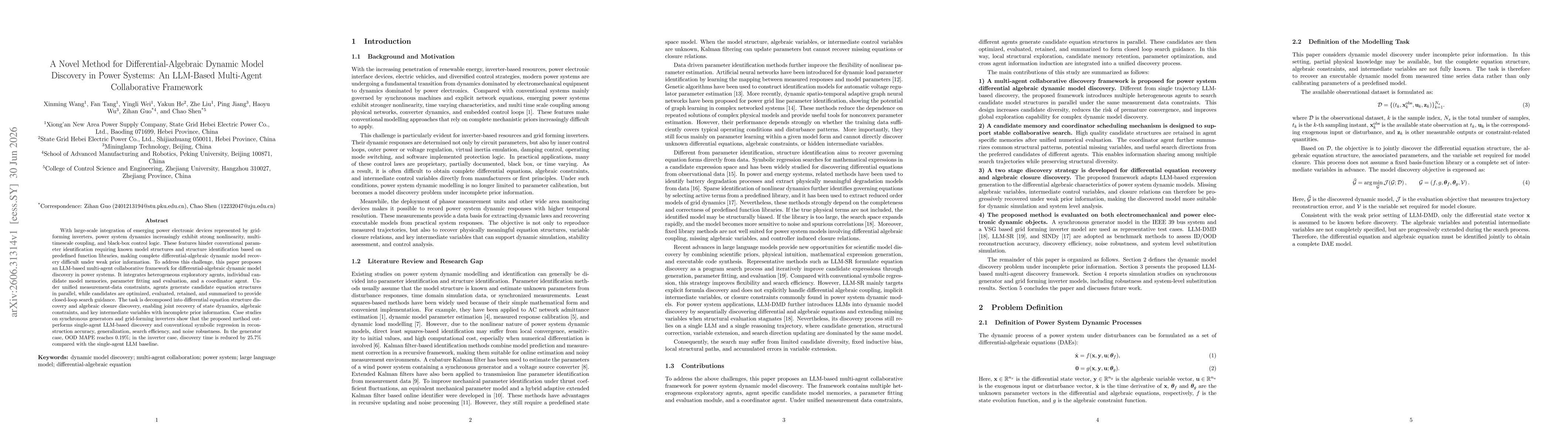 Thumbnail for A Novel Method for Differential-Algebraic Dynamic Model Discovery in Power Systems: An LLM-Based Multi-Agent Collaborative Framework