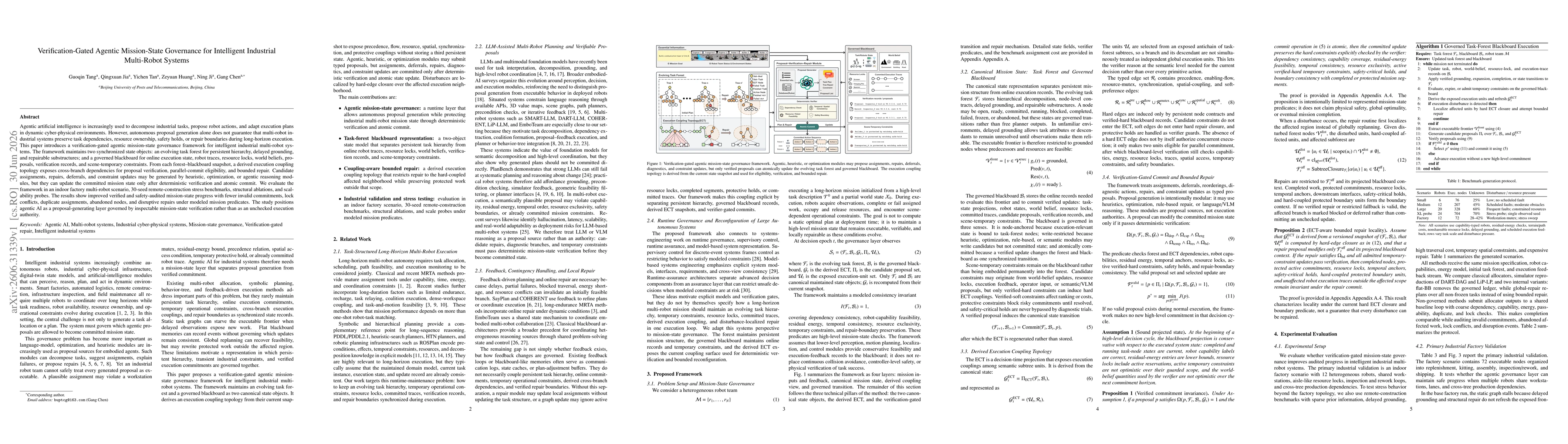 Thumbnail for Verification-Gated Agentic Mission-State Governance for Intelligent Industrial Multi-Robot Systems