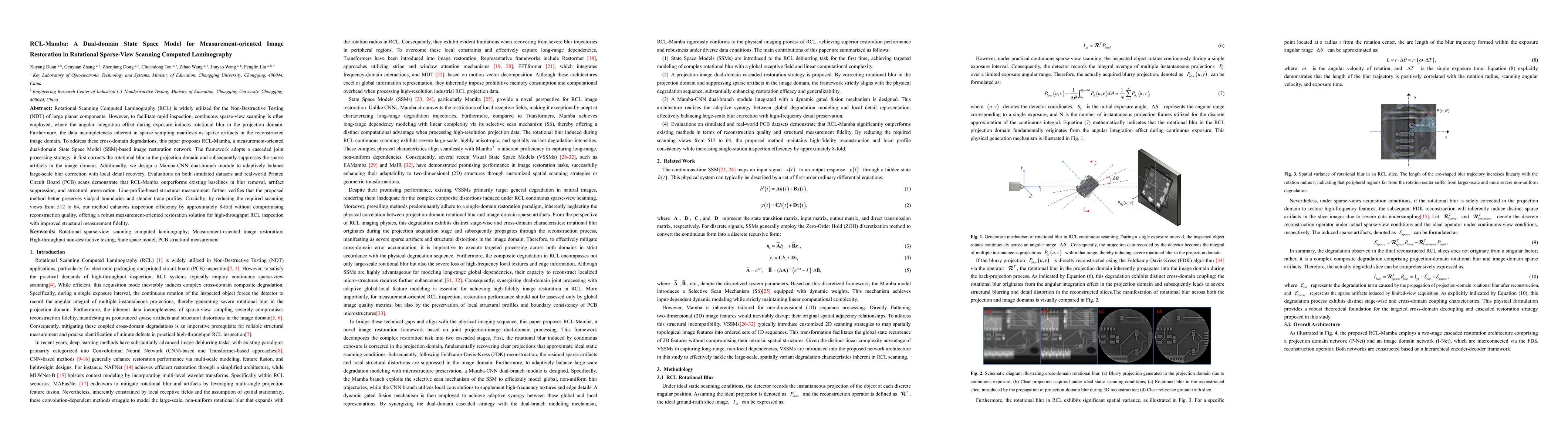 Thumbnail for RCL-Mamba: A Dual-domain State Space Model for Measurement-oriented Image Restoration in Rotational Sparse-View Scanning Computed Laminography