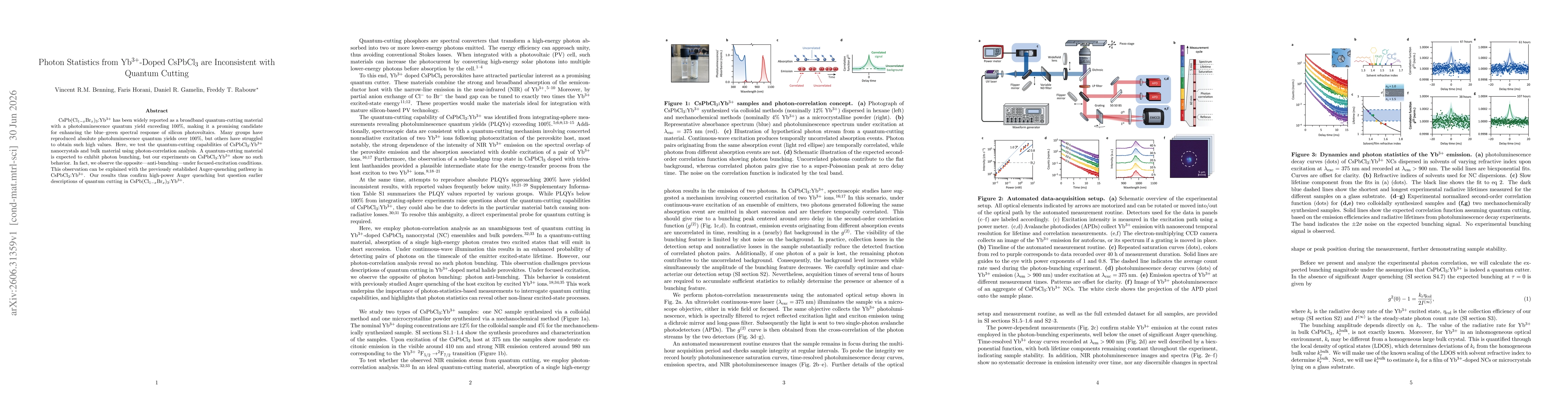 Thumbnail for Photon Statistics from Yb3+-Doped CsPbCl3 are Inconsistent with Quantum Cutting