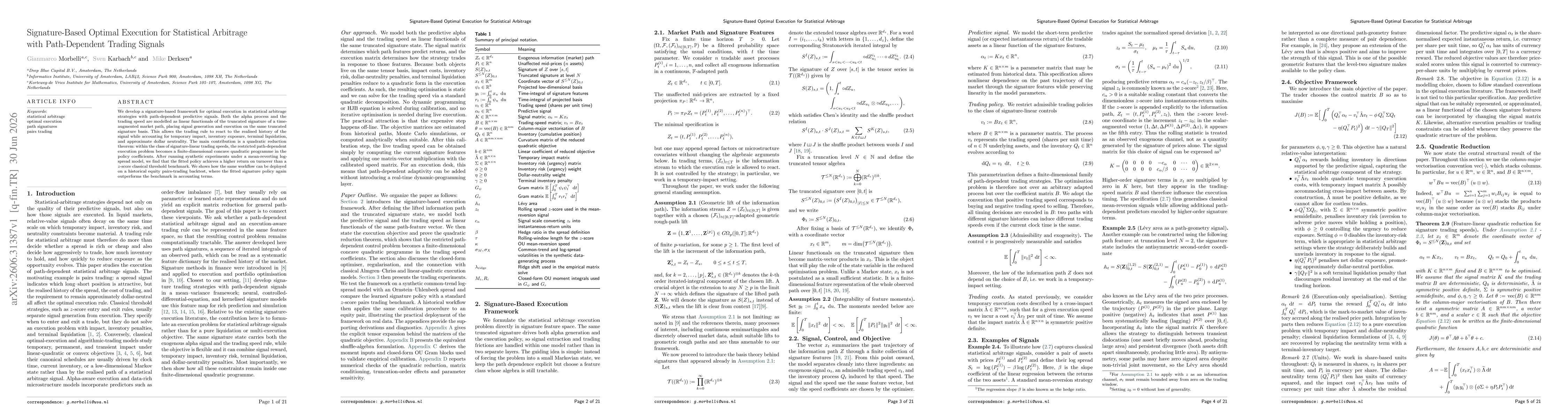 Thumbnail for Signature-Based Optimal Execution for Statistical Arbitrage with Path-Dependent Trading Signals
