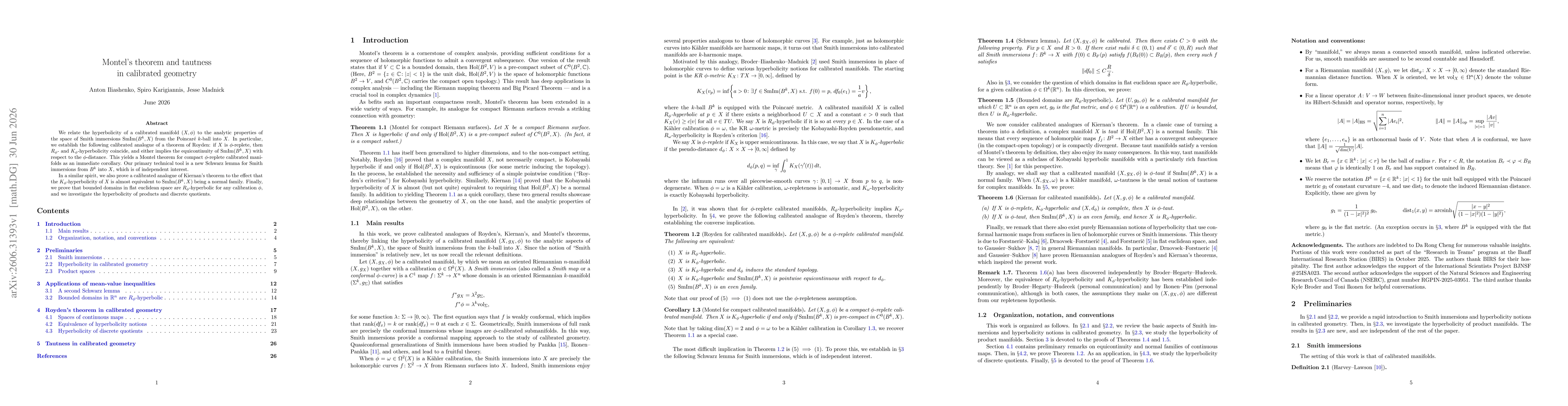 Thumbnail for Montel's theorem and tautness in calibrated geometry