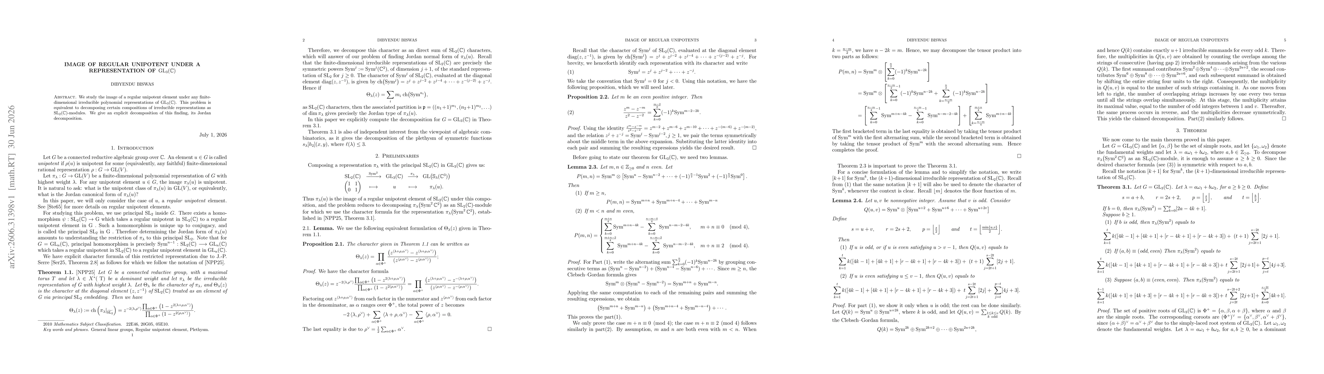 Thumbnail for Image of Regular Unipotent under a Representation of $\mathrm{GL}_3(\mathbb{C})$
