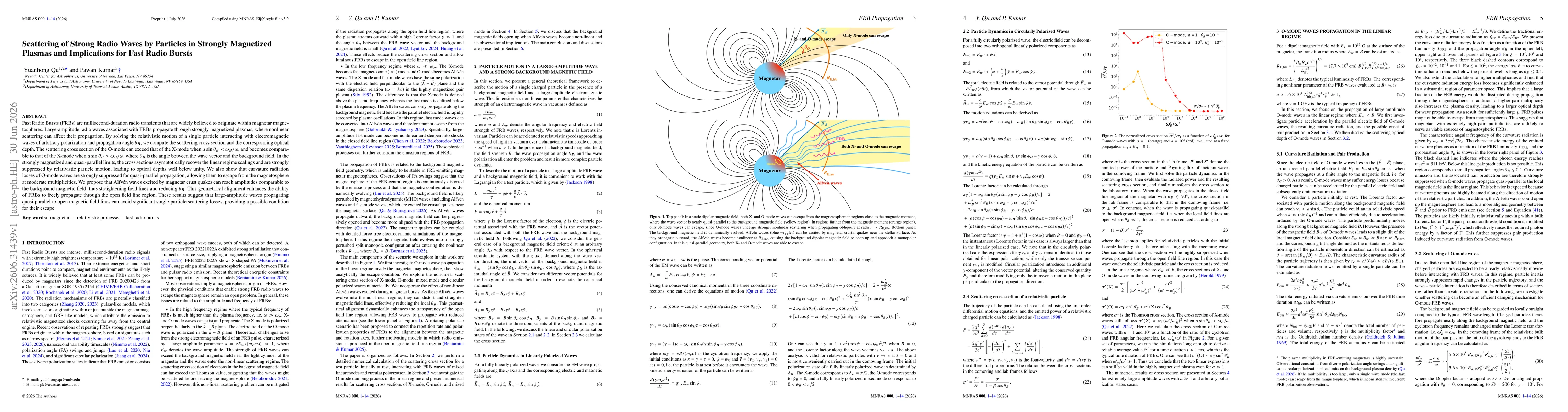 Thumbnail for Scattering of Strong Radio Waves by Particles in Strongly Magnetized Plasmas and Implications for Fast Radio Bursts