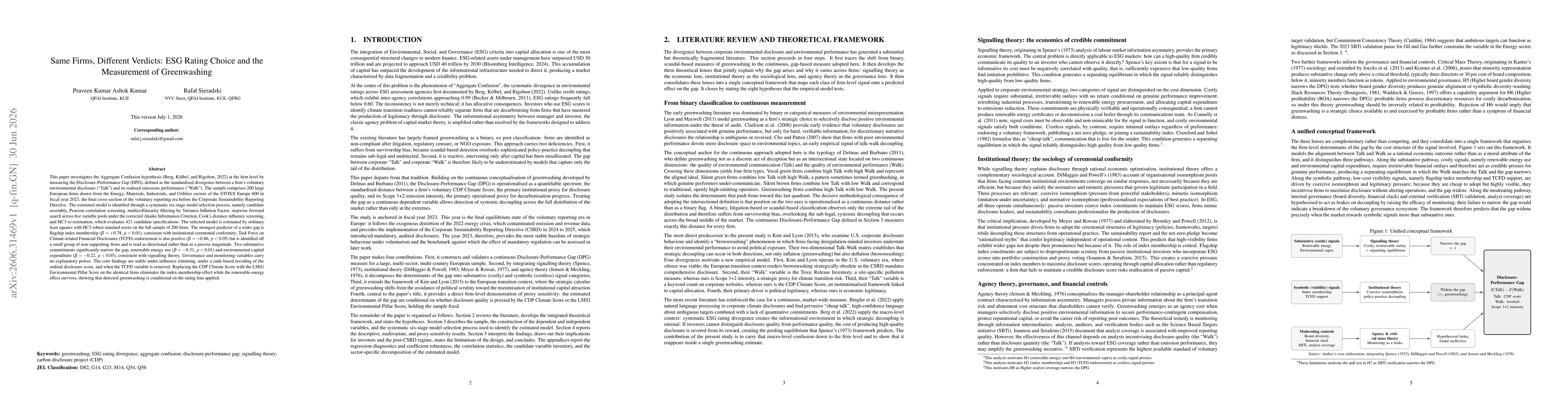 Thumbnail for Same Firms, Different Verdicts: ESG Rating Choice and the Measurement of Greenwashing