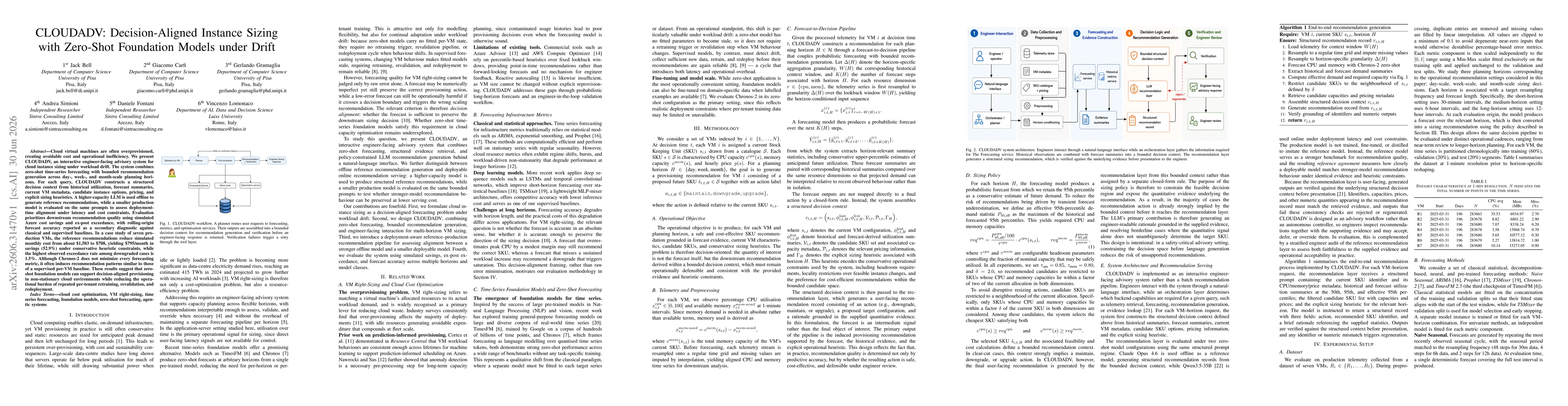 Thumbnail for CLOUDADV: Decision-Aligned Instance Sizing with Zero-Shot Foundation Models under Drift