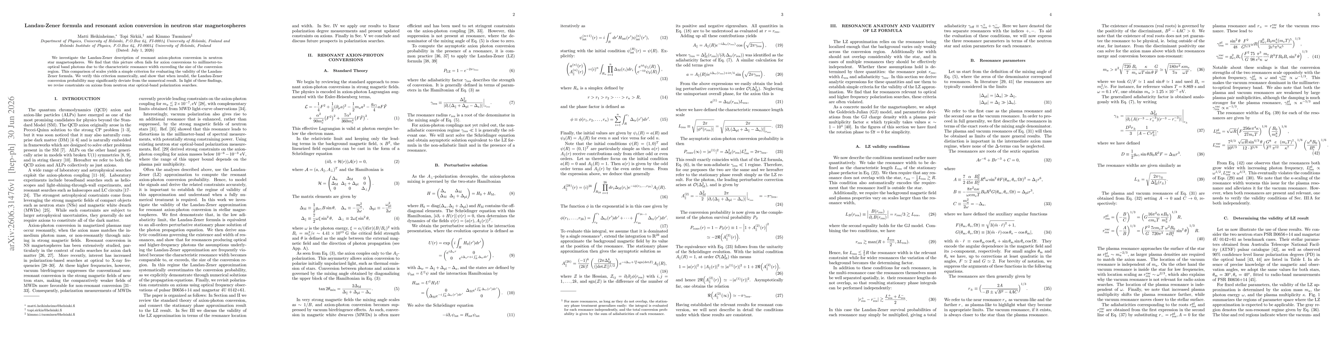 Thumbnail for Landau-Zener formula and resonant axion conversion in neutron star magnetospheres