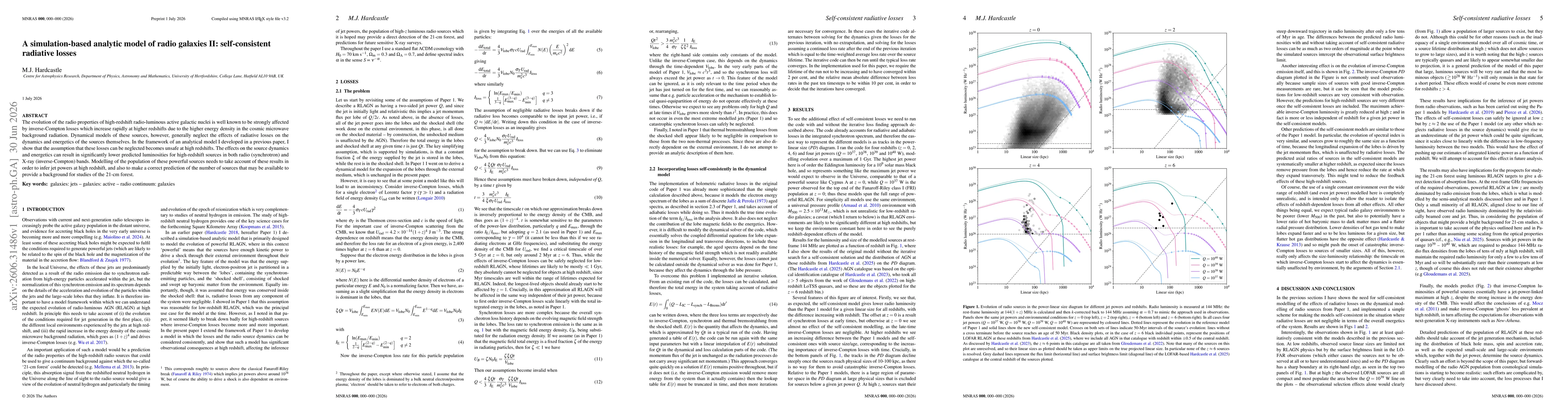 Thumbnail for A simulation-based analytic model of radio galaxies II: self-consistent radiative losses